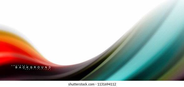 Líquido fluido misturando o conceito de cores no fundo cinza claro, fluxo de curva, modelo de layout abstrato moderno para apresentação de negócios ou tecnologia ou capa de brochura da web, papel de parede. Ilustração vetorial