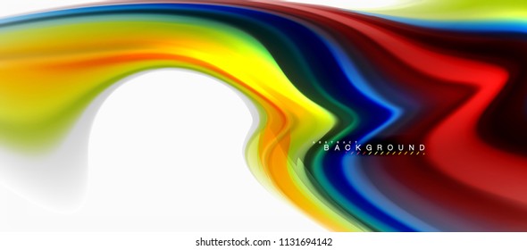 Fluid liquid mixing colors concept on light grey background, curve flow, trendy abstract layout template for business or technology presentation or web brochure cover, wallpaper. Vector illustration
