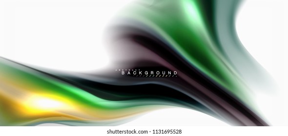 Fluid liquid mixing colors concept on light grey background, curve flow, trendy abstract layout template for business or technology presentation or web brochure cover, wallpaper. Vector illustration