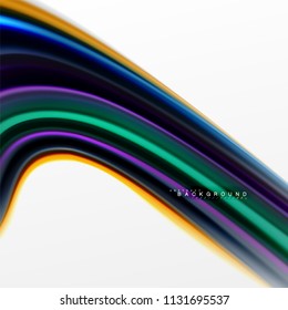 Concepto de mezcla fluida de colores en fondo gris claro, flujo de curvas, plantilla de diseño abstracto de moda para presentación de negocios o tecnología o portada de folletos web, fondo de pantalla. Ilustración del vector