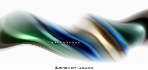 Fluid liquid mixing colors concept on light grey background, curve flow, trendy abstract layout template for business or technology presentation or web brochure cover, wallpaper. Vector illustration