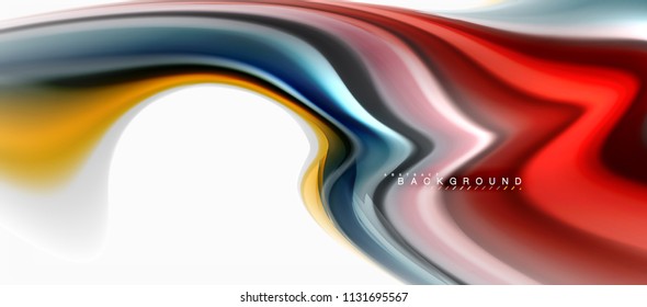 Concepto de mezcla fluida de colores en fondo gris claro, flujo de curvas, plantilla de diseño abstracto de moda para presentación de negocios o tecnología o portada de folletos web, fondo de pantalla. Ilustración del vector