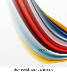 Fluid liquid mixing colors concept on light grey background, curve flow, trendy abstract layout template for business or technology presentation or web brochure cover, wallpaper. Vector illustration