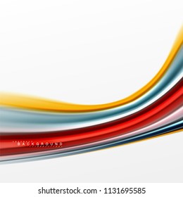 Concepto de mezcla fluida de colores en fondo gris claro, flujo de curvas, plantilla de diseño abstracto de moda para presentación de negocios o tecnología o portada de folletos web, fondo de pantalla. Ilustración del vector