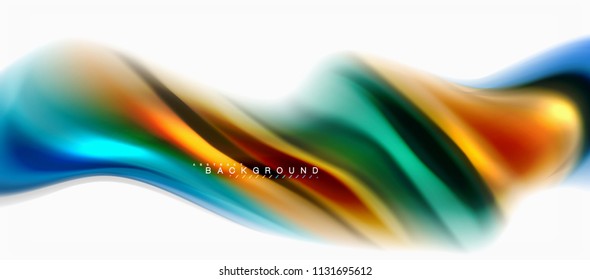 Fluid liquid mixing colors concept on light grey background, curve flow, trendy abstract layout template for business or technology presentation or web brochure cover, wallpaper. Vector illustration