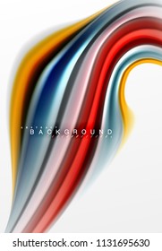 Fluid liquid mixing colors concept on light grey background, curve flow, trendy abstract layout template for business or technology presentation or web brochure cover, wallpaper. Vector illustration