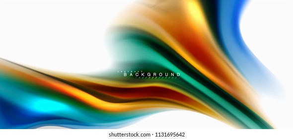 Fluid liquid mixing colors concept on light grey background, curve flow, trendy abstract layout template for business or technology presentation or web brochure cover, wallpaper. Vector illustration
