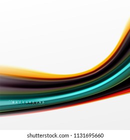 Concepto de mezcla fluida de colores en fondo gris claro, flujo de curvas, plantilla de diseño abstracto de moda para presentación de negocios o tecnología o portada de folletos web, fondo de pantalla. Ilustración del vector