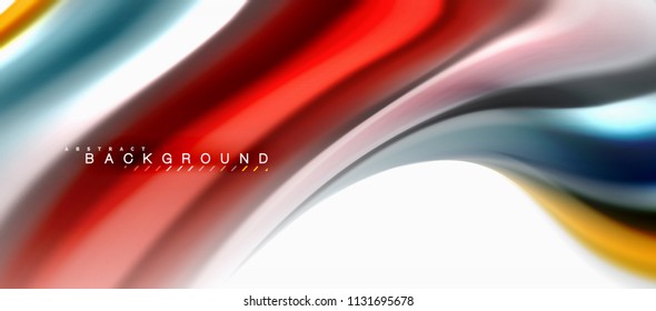 Concepto de mezcla fluida de colores en fondo gris claro, flujo de curvas, plantilla de diseño abstracto de moda para presentación de negocios o tecnología o portada de folletos web, fondo de pantalla. Ilustración del vector