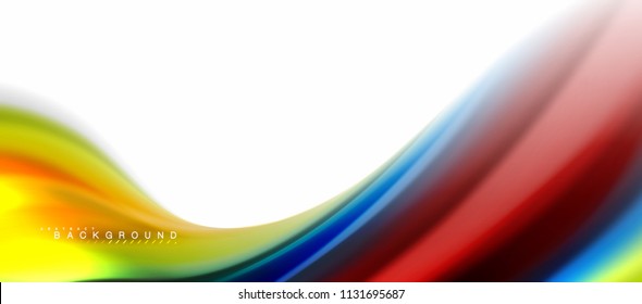 Concepto de mezcla fluida de colores en fondo gris claro, flujo de curvas, plantilla de diseño abstracto de moda para presentación de negocios o tecnología o portada de folletos web, fondo de pantalla. Ilustración del vector