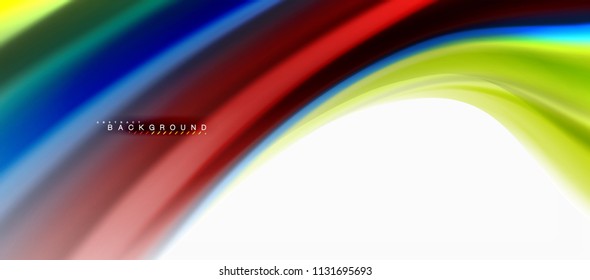 Fluid liquid mixing colors concept on light grey background, curve flow, trendy abstract layout template for business or technology presentation or web brochure cover, wallpaper. Vector illustration