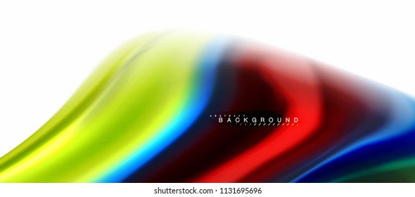 Fluid liquid mixing colors concept on light grey background, curve flow, trendy abstract layout template for business or technology presentation or web brochure cover, wallpaper. Vector illustration
