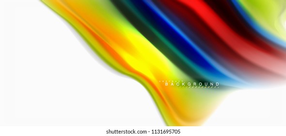 Fluid liquid mixing colors concept on light grey background, curve flow, trendy abstract layout template for business or technology presentation or web brochure cover, wallpaper. Vector illustration
