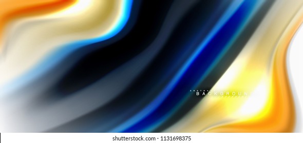 Fluid liquid mixing colors concept on light grey background, curve flow, trendy abstract layout template for business or technology presentation or web brochure cover, wallpaper. Vector illustration