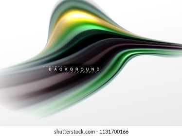 Fluid liquid mixing colors concept on light grey background, curve flow, trendy abstract layout template for business or technology presentation or web brochure cover, wallpaper. Vector illustration