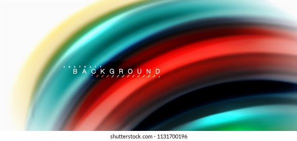 Fluid liquid mixing colors concept on light grey background, curve flow, trendy abstract layout template for business or technology presentation or web brochure cover, wallpaper. Vector illustration