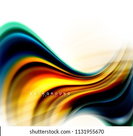 Fluid liquid mixing colors concept on light grey background, wave and swirl curve flow line, trendy abstract layout template for business presentation, app wallpaper banner, poster or wallpaper