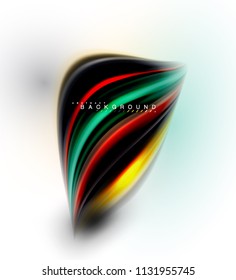 Concepto de mezcla fluida de colores en fondo gris claro, línea de flujo de onda y curva giratoria, plantilla de diseño abstracto de moda para presentación de negocios, banner de papel tapiz de aplicación, afiche o papel tapiz