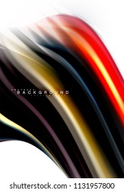 Concepto de mezcla fluida de colores en fondo gris claro, línea de flujo de onda y curva giratoria, plantilla de diseño abstracto de moda para presentación de negocios, banner de papel tapiz de aplicación, afiche o papel tapiz