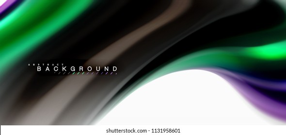 Fluid liquid mixing colors concept on light grey background, curve flow, trendy abstract layout template for business or technology presentation or web brochure cover, wallpaper. Vector illustration