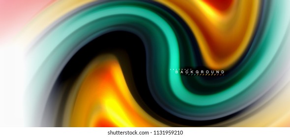 Fluid liquid mixing colors concept on light grey background, curve flow, trendy abstract layout template for business or technology presentation or web brochure cover, wallpaper. Vector illustration