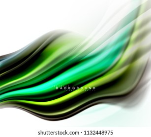 Concepto de mezcla fluida de colores en fondo gris claro, línea de flujo de onda y curva giratoria, plantilla de diseño abstracto de moda para presentación de negocios, banner de papel tapiz de aplicación, afiche o papel tapiz