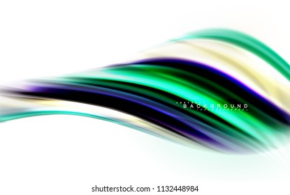 Fluid liquid mixing colors concept on light grey background, wave and swirl curve flow line, trendy abstract layout template for business presentation, app wallpaper banner, poster or wallpaper