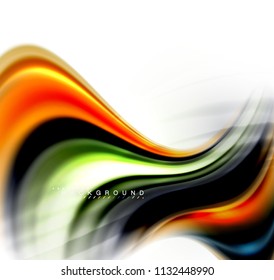 Fluid liquid mixing colors concept on light grey background, wave and swirl curve flow line, trendy abstract layout template for business presentation, app wallpaper banner, poster or wallpaper