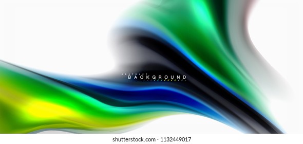 Fluid liquid mixing colors concept on light grey background, curve flow, trendy abstract layout template for business or technology presentation or web brochure cover, wallpaper. Vector illustration