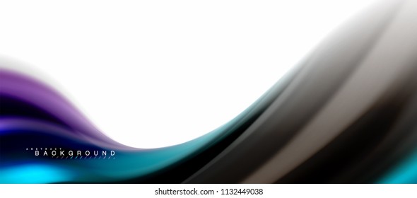 Concepto de mezcla fluida de colores en fondo gris claro, flujo de curvas, plantilla de diseño abstracto de moda para presentación de negocios o tecnología o portada de folletos web, fondo de pantalla. Ilustración del vector