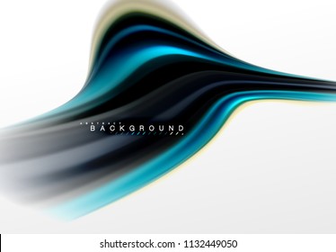 Fluid liquid mixing colors concept on light grey background, curve flow, trendy abstract layout template for business or technology presentation or web brochure cover, wallpaper. Vector illustration
