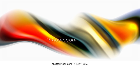 Fluid liquid mixing colors concept on light grey background, curve flow, trendy abstract layout template for business or technology presentation or web brochure cover, wallpaper. Vector illustration