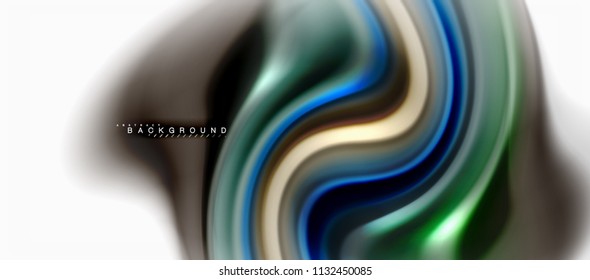 Concepto de mezcla fluida de colores en fondo gris claro, flujo de curvas, plantilla de diseño abstracto de moda para presentación de negocios o tecnología o portada de folletos web, fondo de pantalla. Ilustración del vector
