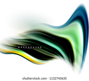 Fluid liquid mixing colors concept on light grey background, wave and swirl curve flow line, trendy abstract layout template for business presentation, app wallpaper banner, poster or wallpaper