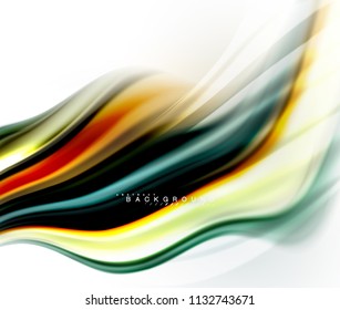 Fluid liquid mixing colors concept on light grey background, wave and swirl curve flow line, trendy abstract layout template for business presentation, app wallpaper banner, poster or wallpaper