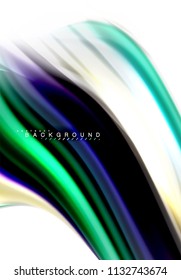 Concepto de mezcla fluida de colores en fondo gris claro, línea de flujo de onda y curva giratoria, plantilla de diseño abstracto de moda para presentación de negocios, banner de papel tapiz de aplicación, afiche o papel tapiz