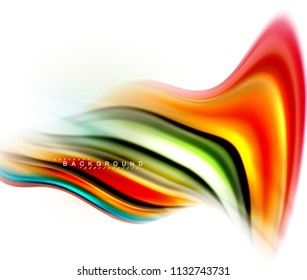 Concepto de mezcla fluida de colores en fondo gris claro, línea de flujo de onda y curva giratoria, plantilla de diseño abstracto de moda para presentación de negocios, banner de papel tapiz de aplicación, afiche o papel tapiz