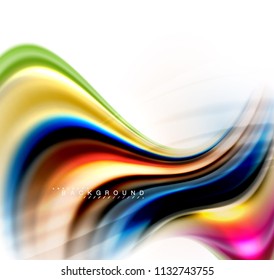 Fluid liquid mixing colors concept on light grey background, wave and swirl curve flow line, trendy abstract layout template for business presentation, app wallpaper banner, poster or wallpaper