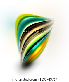 Fluid liquid mixing colors concept on light grey background, wave and swirl curve flow line, trendy abstract layout template for business presentation, app wallpaper banner, poster or wallpaper