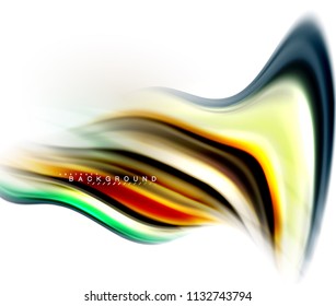 Fluid liquid mixing colors concept on light grey background, wave and swirl curve flow line, trendy abstract layout template for business presentation, app wallpaper banner, poster or wallpaper