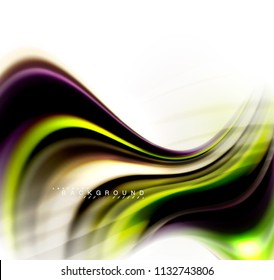 Fluid liquid mixing colors concept on light grey background, wave and swirl curve flow line, trendy abstract layout template for business presentation, app wallpaper banner, poster or wallpaper