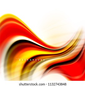 Fluid liquid mixing colors concept on light grey background, wave and swirl curve flow line, trendy abstract layout template for business presentation, app wallpaper banner, poster or wallpaper