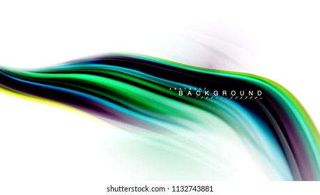 Fluid liquid mixing colors concept on light grey background, wave and swirl curve flow line, trendy abstract layout template for business presentation, app wallpaper banner, poster or wallpaper