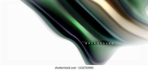 Fluid liquid mixing colors concept on light grey background, curve flow, trendy abstract layout template for business or technology presentation or web brochure cover, wallpaper. Vector illustration
