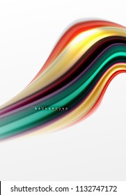 Fluid liquid mixing colors concept on light grey background, curve flow, trendy abstract layout template for business or technology presentation or web brochure cover, wallpaper. Vector illustration