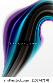 Fluid liquid mixing colors concept on light grey background, curve flow, trendy abstract layout template for business or technology presentation or web brochure cover, wallpaper. Vector illustration