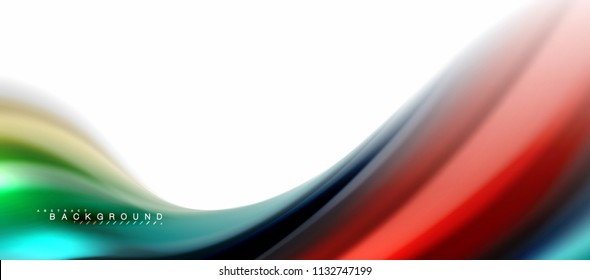 Fluid liquid mixing colors concept on light grey background, curve flow, trendy abstract layout template for business or technology presentation or web brochure cover, wallpaper. Vector illustration