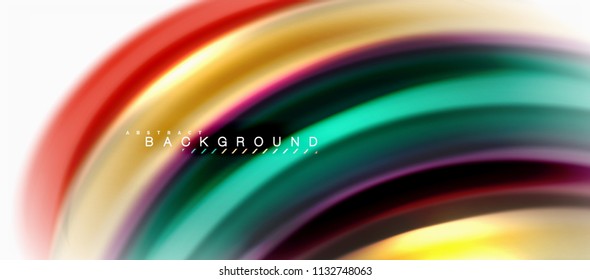 Fluid liquid mixing colors concept on light grey background, curve flow, trendy abstract layout template for business or technology presentation or web brochure cover, wallpaper. Vector illustration