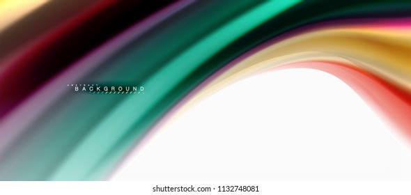 Fluid liquid mixing colors concept on light grey background, curve flow, trendy abstract layout template for business or technology presentation or web brochure cover, wallpaper. Vector illustration