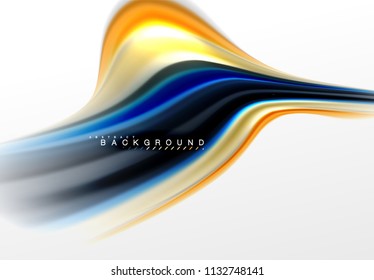 Concepto de mezcla fluida de colores en fondo gris claro, flujo de curvas, plantilla de diseño abstracto de moda para presentación de negocios o tecnología o portada de folletos web, fondo de pantalla. Ilustración del vector